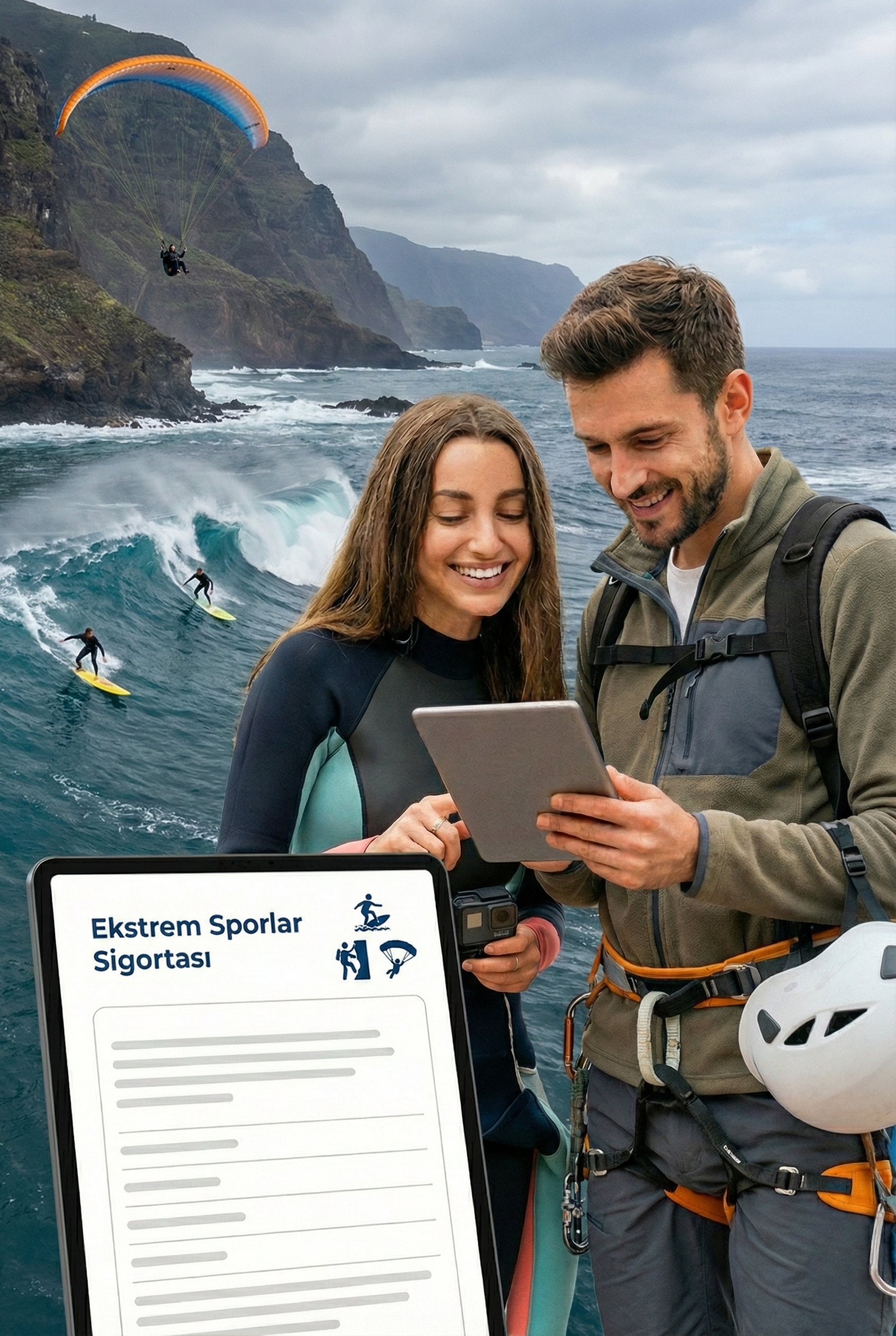 Yamaç paraşütü, dalış ve kayak gibi yüksek riskli etkinlikler için ekstrem sporlar sigortası